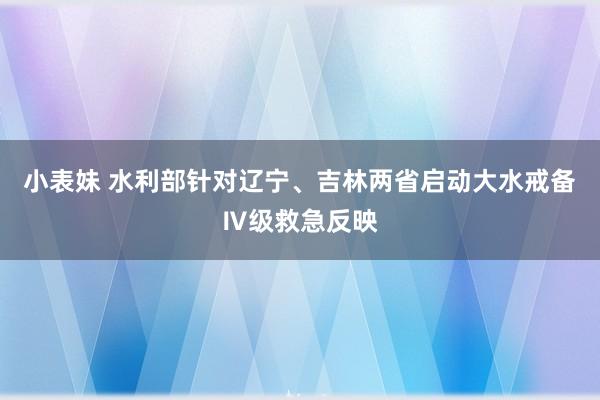 小表妹 水利部针对辽宁、吉林两省启动大水戒备Ⅳ级救急反映