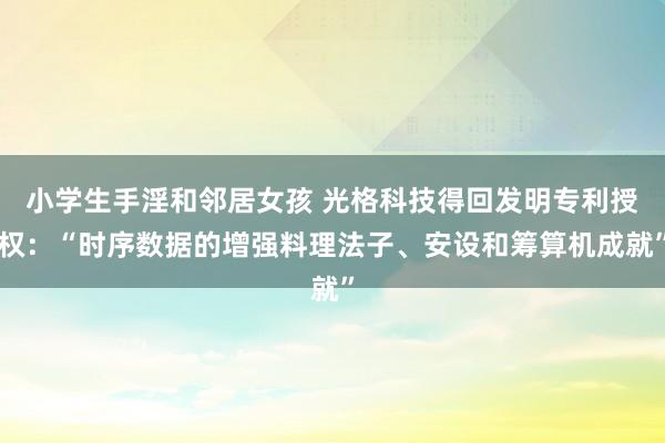 小学生手淫和邻居女孩 光格科技得回发明专利授权：“时序数据的增强料理法子、安设和筹算机成就”