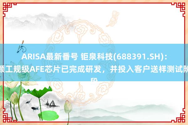 ARISA最新番号 钜泉科技(688391.SH)：首颗工规级AFE芯片已完成研发，并投入客户送样测试阶段