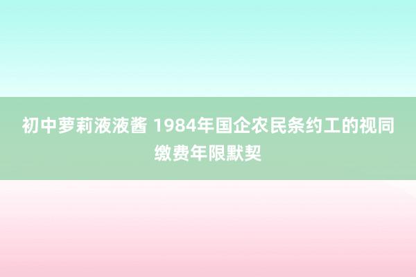 初中萝莉液液酱 1984年国企农民条约工的视同缴费年限默契